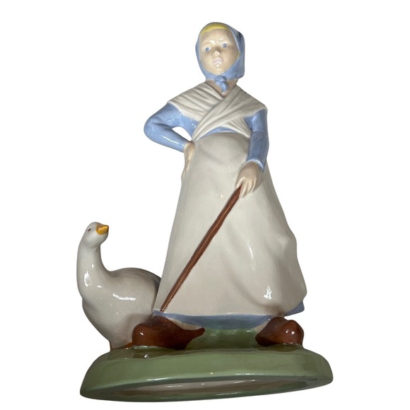 Other - Vintage Porcelain‎ Figurine Girl with Goose Shepherdess Farmhouse Decor